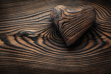 stripped vintage wooden valentine heartの写真素材