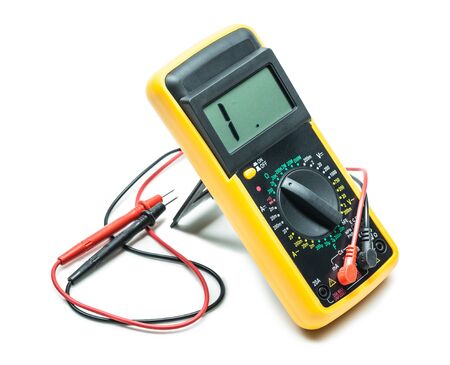 close up view multitester isolated on white backgroundの写真素材