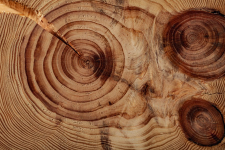 Damaged Wood Board Cross Cutted Tree Trunk Close Upの写真素材