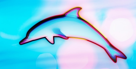 Colorful psychedelic  dolphin jumpingの写真素材