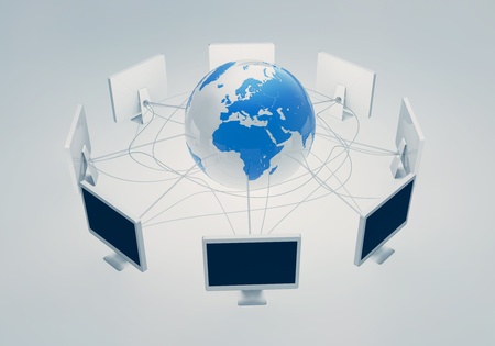 Web internet connects people around the worldの写真素材