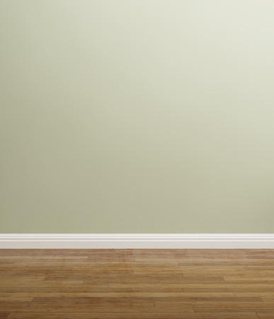 Empty green room with wood floorの写真素材