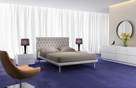 Contemporary elegant luxury bedroomの写真素材