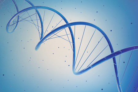 Dna helix strand genetic cells in blueの写真素材