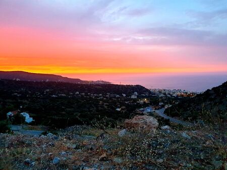 Crete mountains, evening sunset in mountainの写真素材