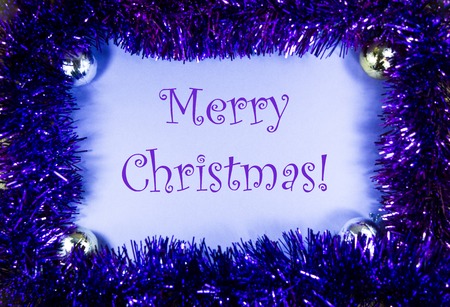 tinsel happy new year frame with ballsの写真素材