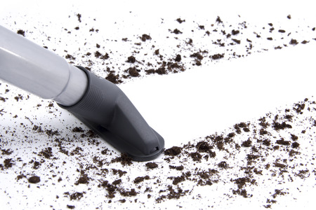 Wacuum cleaning a dirt on floorの写真素材