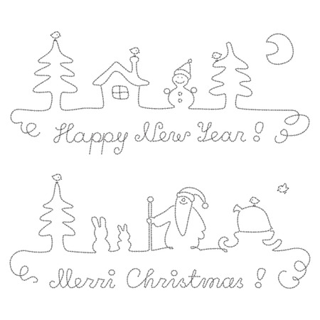 Christmas and New Year - calligraphic dividing linesのイラスト素材