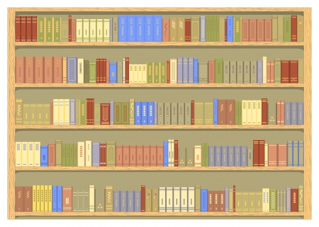 Different books on a Library Shelf. Isolated.のイラスト素材