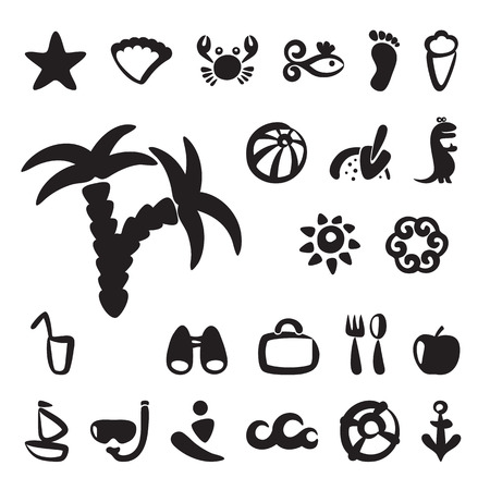 Vector set of summer signs: vacation and tourism iconsのイラスト素材