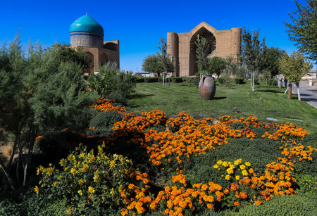 The Mausoleum of Khawaja Ahmed Yasawi is a mausoleum in the city of Turkestan, in southern Kazakhstan.の写真素材