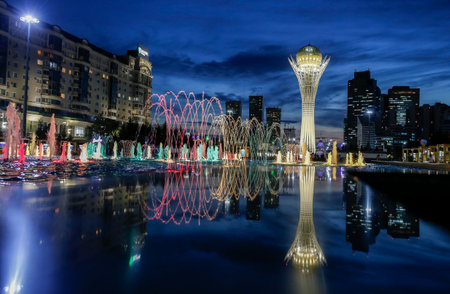 The Montjuic fountain in Barcelona, Spainの写真素材