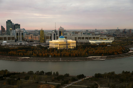 A view of Astana, the capital of the Republic of Kazakhstan. Located in the north of the country, on the banks of the Ishim River.の写真素材
