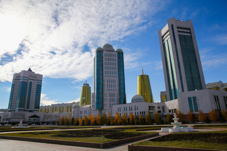 A view of Astana, the capital of the Republic of Kazakhstan. Located in the north of the country, on the banks of the Ishim River.の写真素材