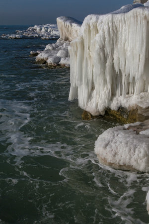 The Caspian Sea is a unique body of water, the largest lake in the world by area. Its shores are shared by five countries.の写真素材