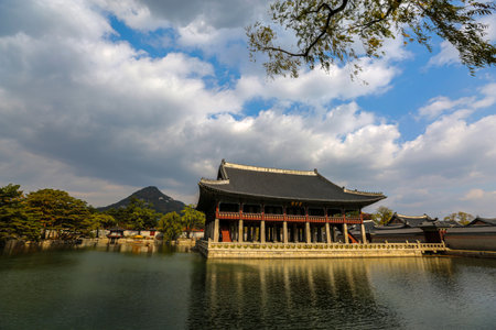 Gyeongbokgung Palace in Seoul, South Koreaの写真素材