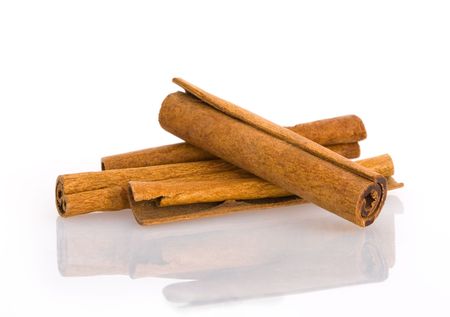 Fresh cinnamom sticks on isolated white background の写真素材