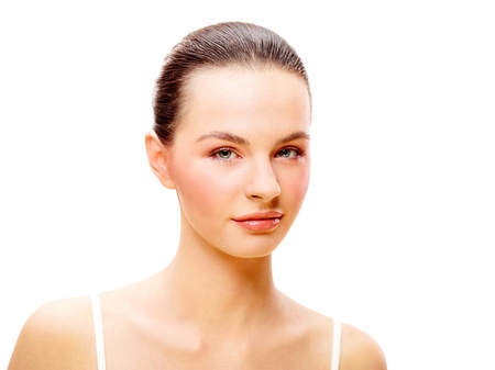 Young female beauty portrait over isolated white backgroundの写真素材