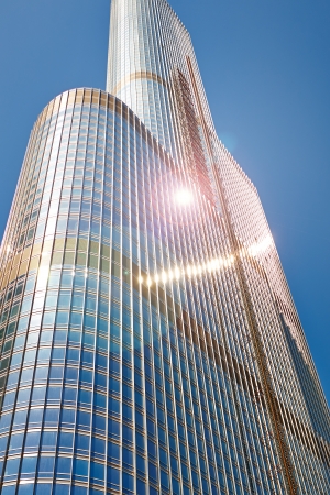 Modern skyscrapers in Chicago on a summer dayのeditorial素材