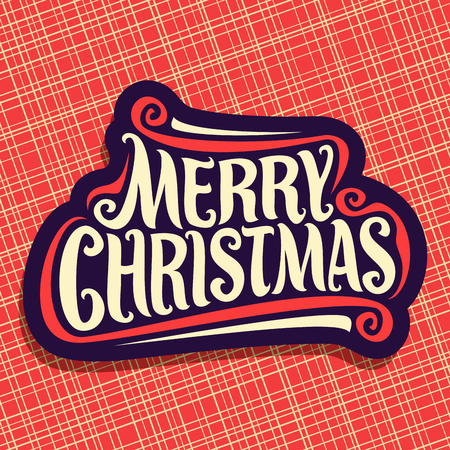 Vector poster for Christmas holidays, xmas design icon with flourishes, fun christmas decoration, handwritten calligraphy font for quote greeting text merry christmas on abstract geometric background.のイラスト素材