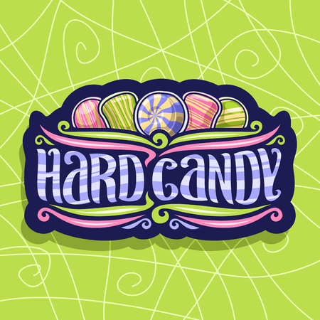 Vector icon for Hard Candy, on dark vintage signboard 5 variety striped drop candies upのイラスト素材