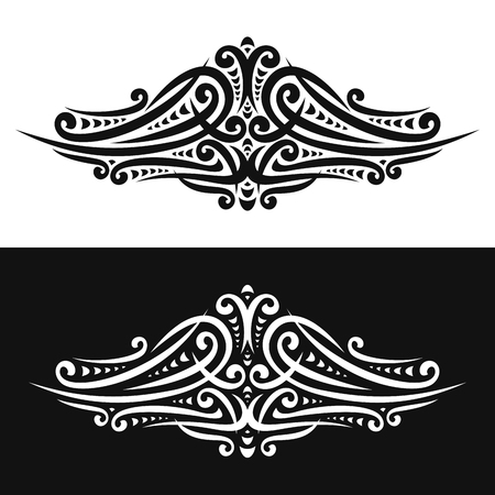 Vector elegant design elements on black and white background, ornate decoration with flourishes for indian wedding invitation.のイラスト素材