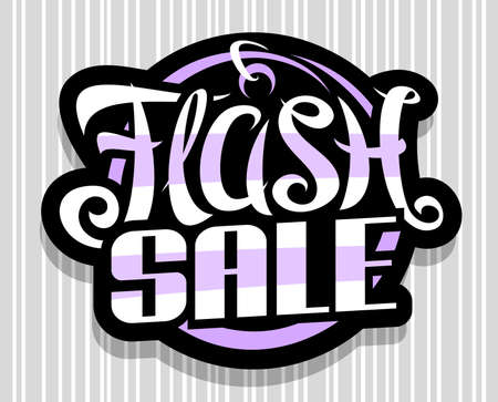 Flash Sale, dark decorative ad sign board for black friday or cyber monday sale with unique handwritten lettering for words flash sale on gray striped background.のイラスト素材
