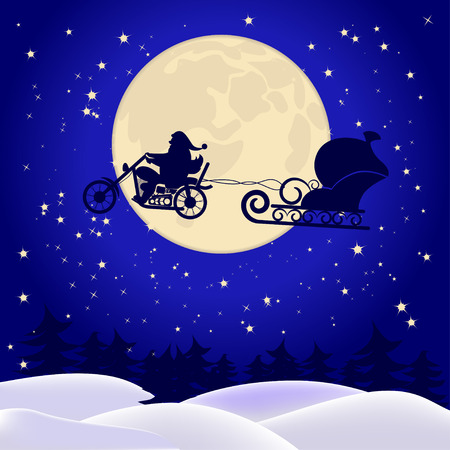 Santa Claus on motorbikeのイラスト素材