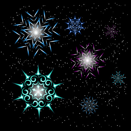 Neon snowflakes for new yearのイラスト素材