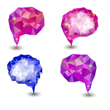 Abstract blue and purple geometric speech bubble with triangularのイラスト素材