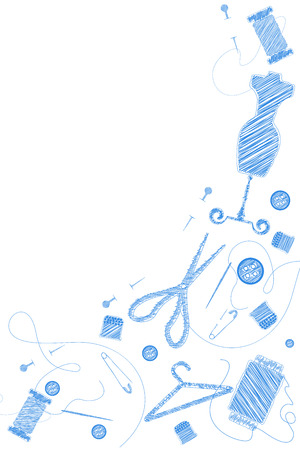 Sewing Supplies seamless scribble backgroundのイラスト素材