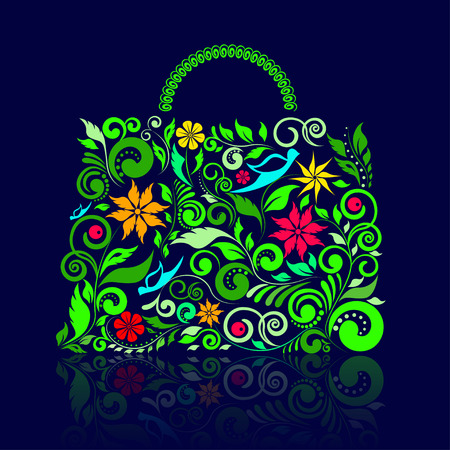 Bag shape with colorful ornateのイラスト素材