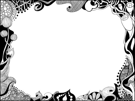 Doodle photo frame hand drawn over whiteのイラスト素材
