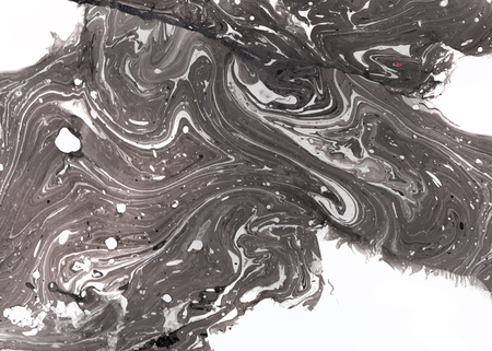 Abstract ink background. Marble style. Black and white ink in waterのイラスト素材