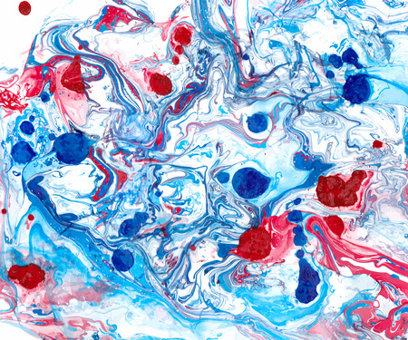 Abstract ink background. Marble style. Blue red white ink in waterのイラスト素材
