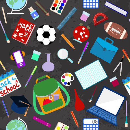 School supplies seamless patternのイラスト素材