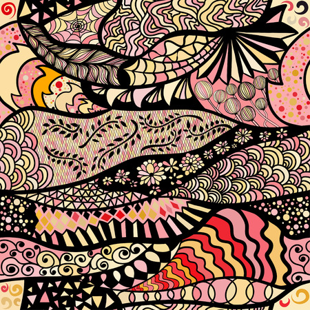 Seamless pattern in style zentangle ethnic, doodle.のイラスト素材