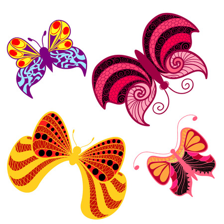 Color butterfly in style zentangle ethnic, doodle.のイラスト素材
