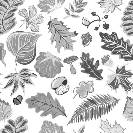 Autumn seamless pattern in hand draw style (ethnic, doodle)のイラスト素材