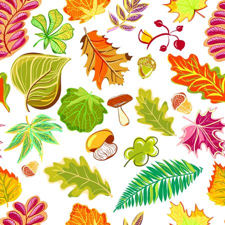 Autumn seamless pattern in hand draw style (ethnic, doodle)のイラスト素材