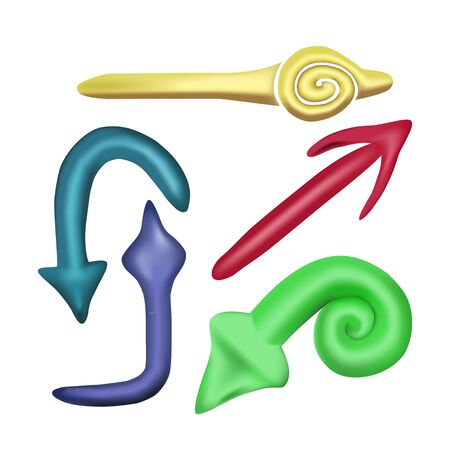 Colored (yellow, green, red, blue) arrows. Meshのイラスト素材