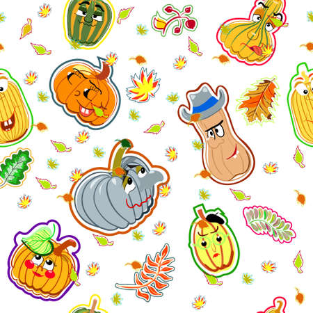 Abstract seamless halloween background with cartoon pumpkins.のイラスト素材
