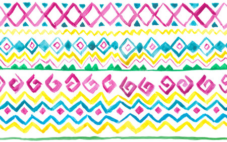 Seamless watercolor multicolored geometricの写真素材