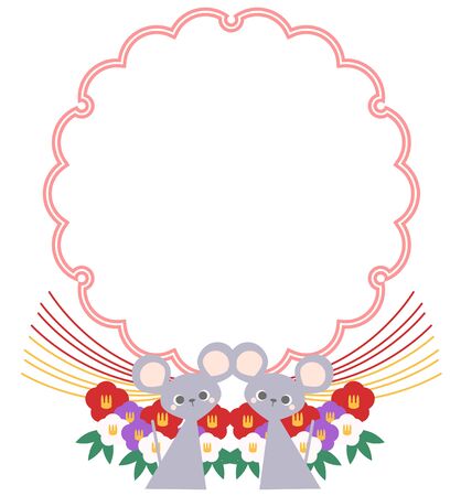 Mouse and Snow Ring Frameのイラスト素材