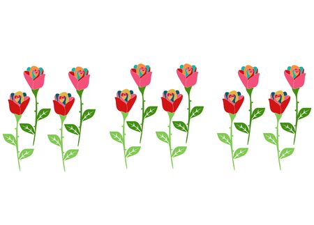 Red and pink rose flowersのイラスト素材