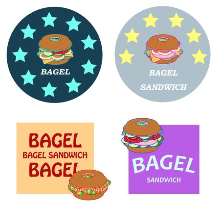 Bagel sandwich logo stickerのイラスト素材