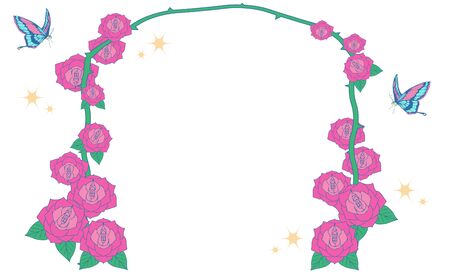Rose and Butterfly Frameのイラスト素材