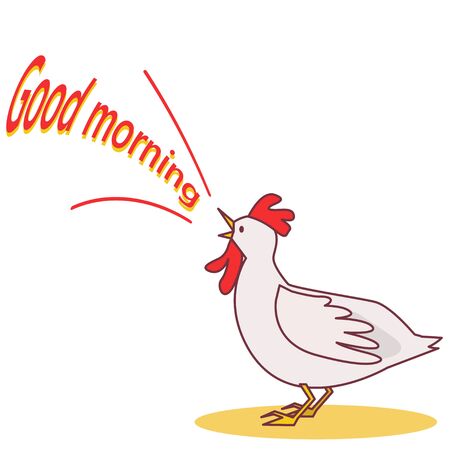 Chicken singing greetings in the morningのイラスト素材