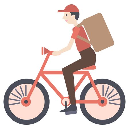 a man who delivers by bicycleのイラスト素材