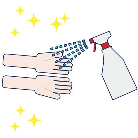 I'm disinfecting the palm of my hand.のイラスト素材
